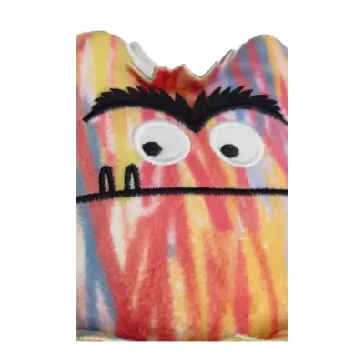 Camisola felpuda colorida com rosto bordado.