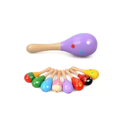 Conjunto de 9 maracas coloridas de madeira