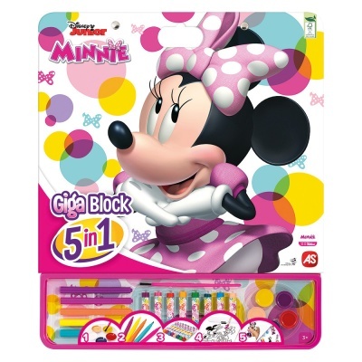 Embalagem de brinquedo Disney Junior Minnie Giga Block 5 in 1 com acessórios para pintura e desenho