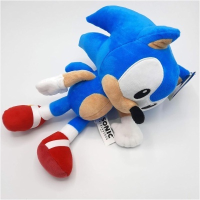 Peluche Sonic azul com sapatos vermelhos e luvas brancas