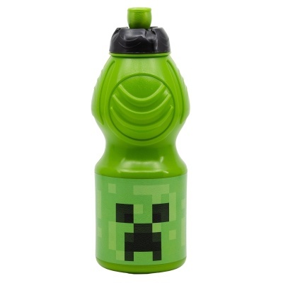 Garrafa de água verde com desenho Creeper do Minecraft