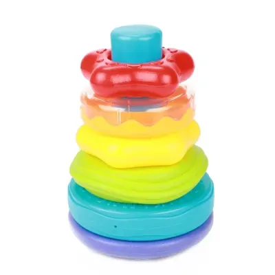 Brinquedo empilhável para bebé colorido com seis anéis