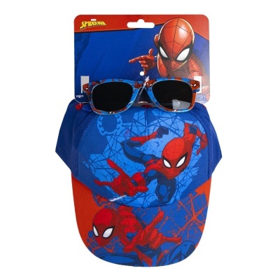Conjunto infantil com boné e óculos de sol do Homem-Aranha