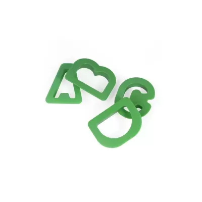 Moldes verdes de plástico para cortar formas várias