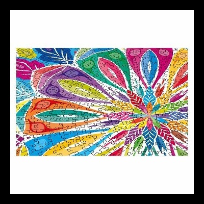 Puzzle colorido abstrato com formas semelhantes a pétalas