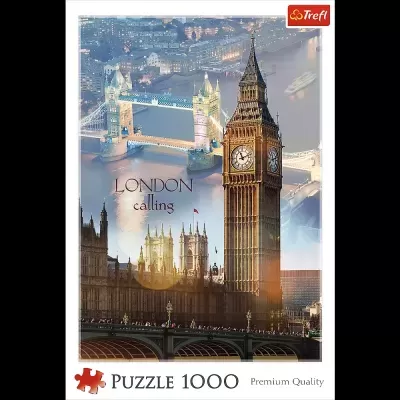 Caixa de puzzle com imagem de Big Ben e Tower Bridge em Londres