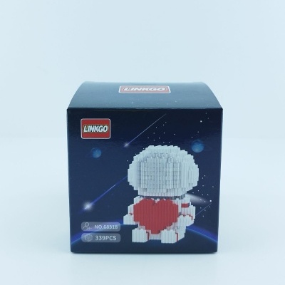 Caixa de blocos de construção LINKGO com figura branca e coração vermelho