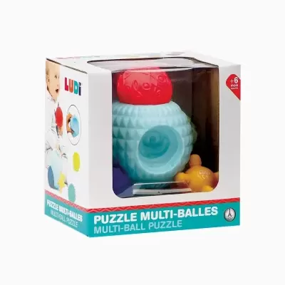 Caixa de puzzle multi-bolas para bebés da marca LUDI