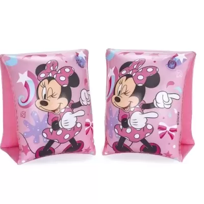 Manguitos cor-de-rosa com estampa da Minnie Mouse em material plástico