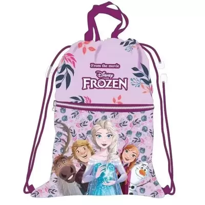 Mochila saco Disney Frozen cor-de-rosa com personagens e texto