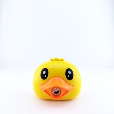 Brinquedo de banho pato amarelo com bico laranja e olhos grandes
