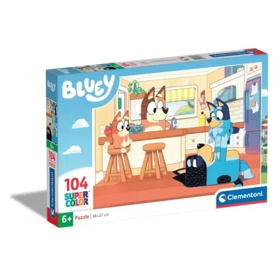 Caixa de puzzle Clementoni com ilustração de cães na cozinha e texto 104 peças, 6+ anos, Super Color
