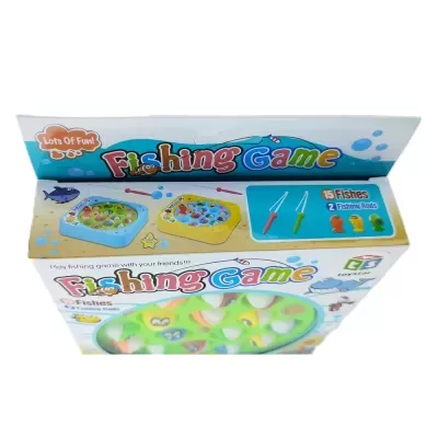 Embalagem de brinquedo Fishing Game com peixes coloridos e canas de pescar