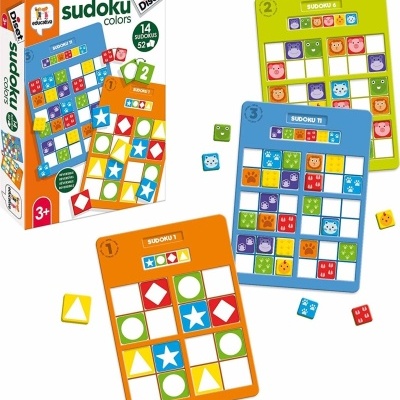 Jogo educativo Sudoku Colors da Diset com tabuleiros coloridos e peças para crianças a partir de 3 anos