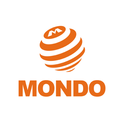 Logótipo laranja MONDO com globo estilizado