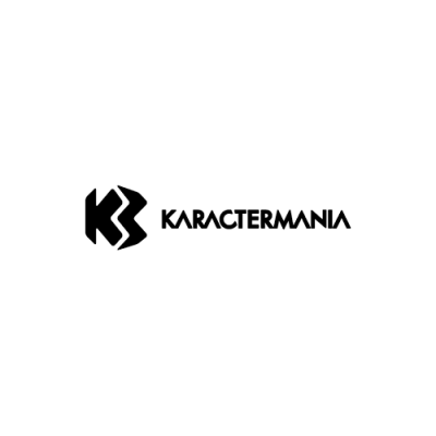 Logotipo preto de KARACTERMANIA em fundo branco