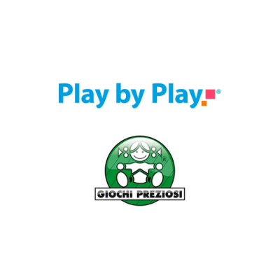 Logotipo Play by Play e GIOCHI PREZIOSI em fundo branco