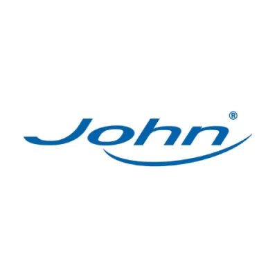 Logótipo azul com a palavra John em itálico e símbolo ®