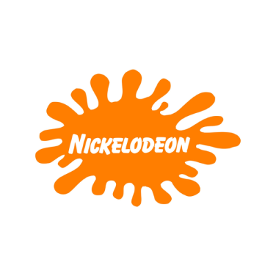 logótipo da Nickelodeon em mancha de tinta laranja