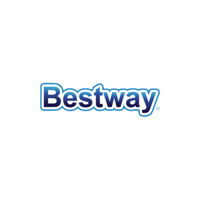 Logótipo Bestway em azul e branco sobre fundo preto