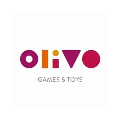 Logótipo OLIVO com texto 'GAMES & TOYS' em fundo branco