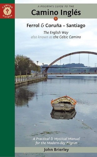 Capa de livro de guia para Camino Inglês com imagem de barco e ponte