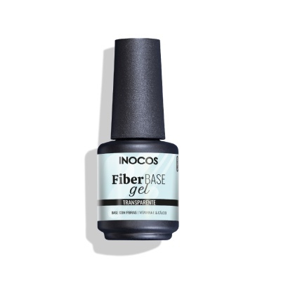 Verniz para unhas FiberBASE gel da INOCOS em garrafa preta