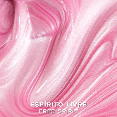 Textura brilhante cor-de-rosa com texto ESPÍRITO LIVRE FREE SPIRIT INOCOS