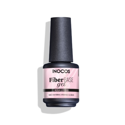 Frasco de verniz de gel Fiber Base Gel cor Rosa Leitoso da INOCOS