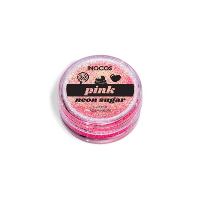 Recipiente pequeno com glitter rosa neón