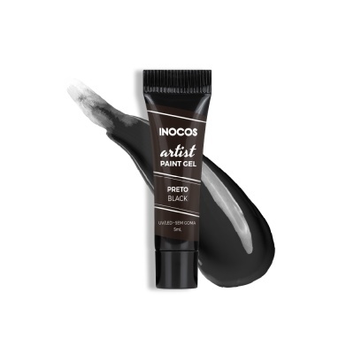 Tubo de gel de pintura artist INOCOS preto com traço negro