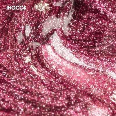 Esmalte rosa metalizado com brilho e textura gel