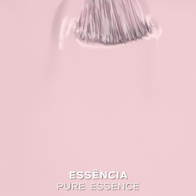 Pincel com tinta rosa clara e texto ESSÊNCIA PURE ESSENCE INOCOS