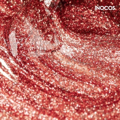 Verniz de unhas vermelho metálico com brilho da marca INOCOS