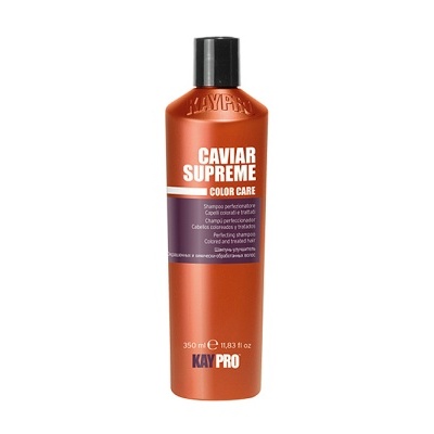 Frasco laranja metálico de champô KAY PRO CAVIAR SUPREME COLOR CARE 300 ml
