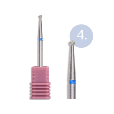 Broca metálica para unhas com base rosa e marcação azul