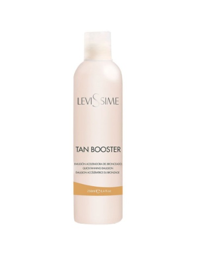 Frasco branco fosco de emulsão aceleradora do bronzeado LevisSime TAN BOOSTER de 250 ml