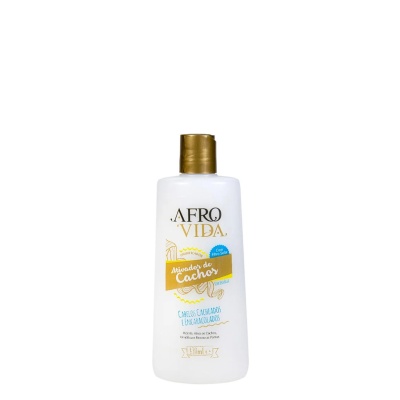 Frasco branco com tampa dourada do creme Afro Vida Minutos de Cachos