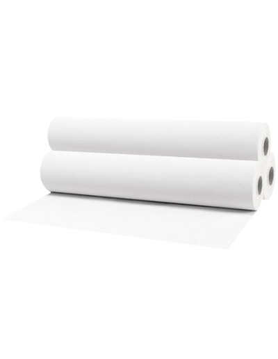 Três rolos grandes de papel branco empilhados