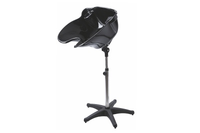 Cadeira de salão preta com base ajustável e assento anatómico