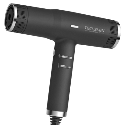Secador de cabelo preto TECHSHEN PROFFESSINAL com detalhes metálicos