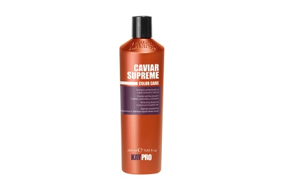 Frasco laranja metálico de champô KAY PRO CAVIAR SUPREME COLOR CARE 300 ml