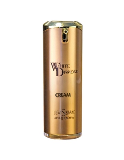 Frasco dourado metálico de creme White Diamond Levissime