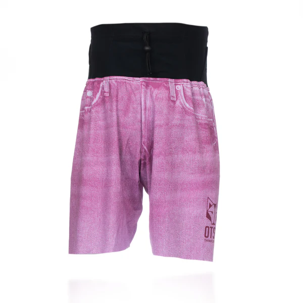 SHORTS MEN OTSO Pink Demin Calções desportivos rosa com cós preto e cordão