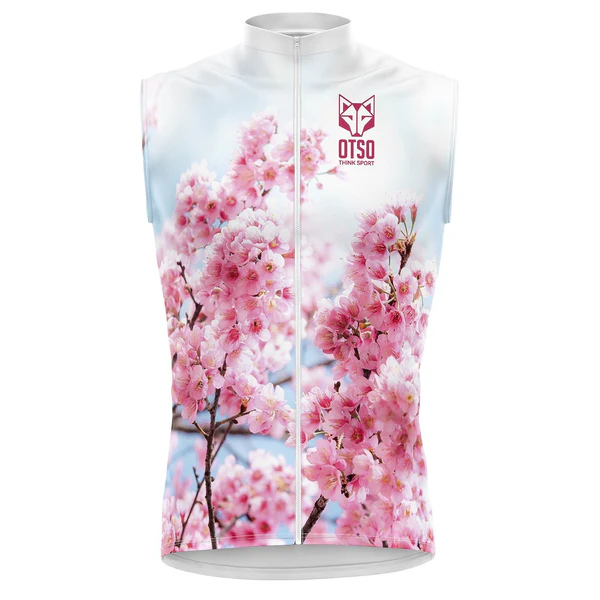 UNISEX RUNNING VEST ALMOND BLOSSOM Colete desportivo com estampa de flores cor-de-rosa e logotipo OTSO POWER SPORT