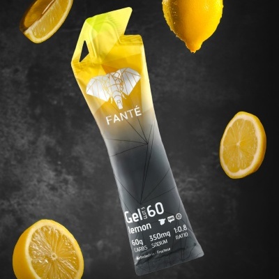 Gel energético FANTÉ sabor lemon com limões frescos ao redor