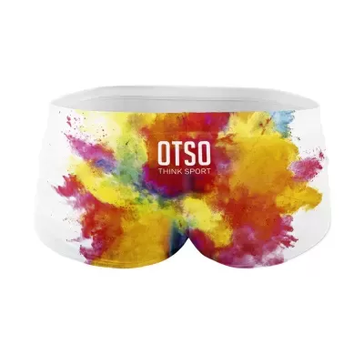 Cuecas de banho unissexo coloridas com texto OTSO THINK SPORT