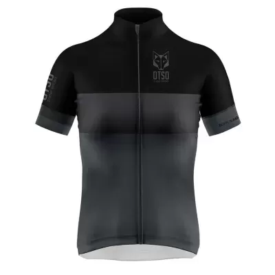 Camisola de ciclismo preta e cinza com fecho frontal e logótipo OTSO