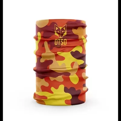 lenço tubular camuflado vermelho amarelo laranja OTSO
