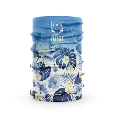 Bandana multifunções azul floral com o logo OTSO